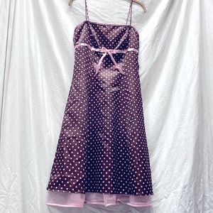 Zum Zum sz 7 adorable brown w/pink polka dots and pink petticoat crinoline dress